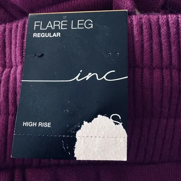 INC Small Flare Knit Sweater Pants Pockets Stretch Autumn Berry Magenta New - Picture 4 of 8